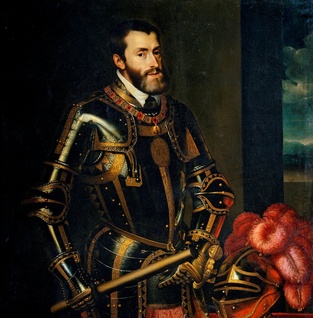 Retrato de Carlos I de España con armadura, el rey que en 1520 creó el título de Conde de Orgaz